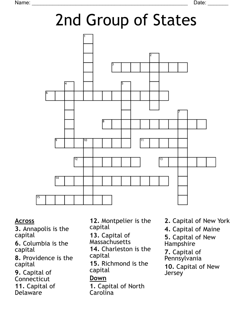 2nd Group of States Crossword