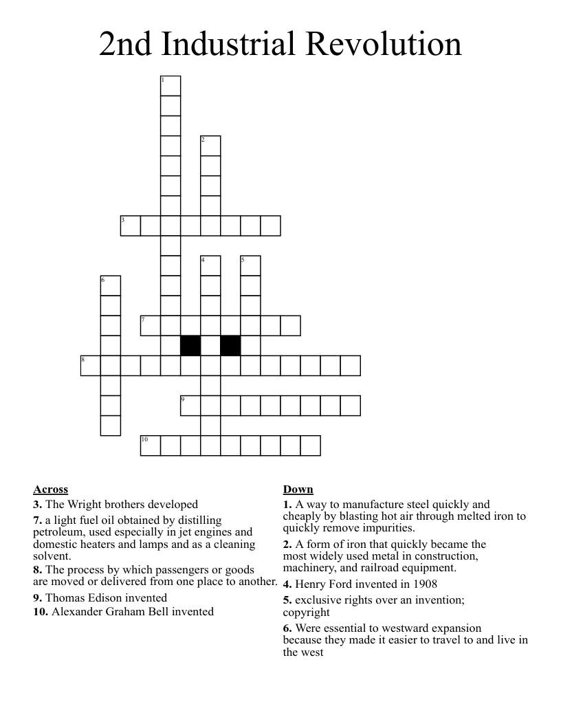2nd Industrial Revolution Crossword