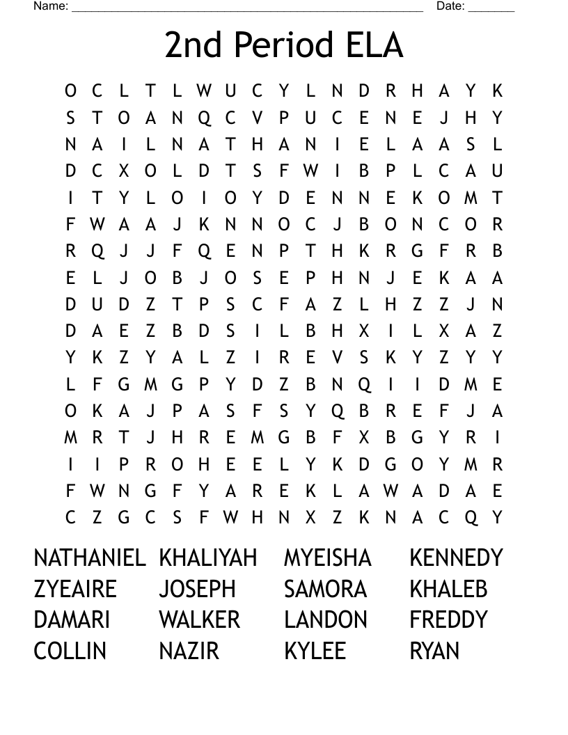 2nd Period ELA Word Search