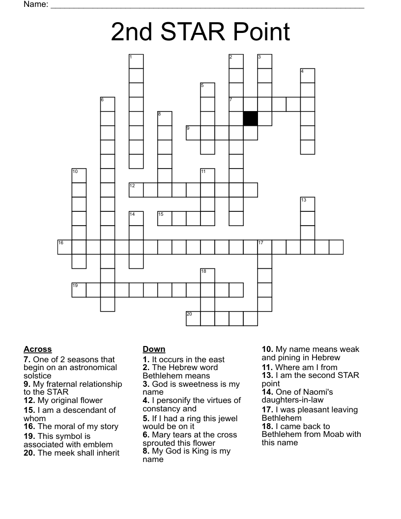 2nd STAR Point Crossword