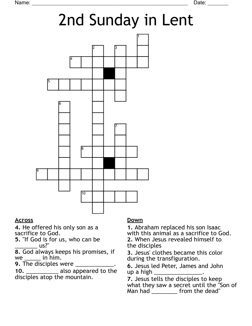 2nd Sunday in Lent Crossword
