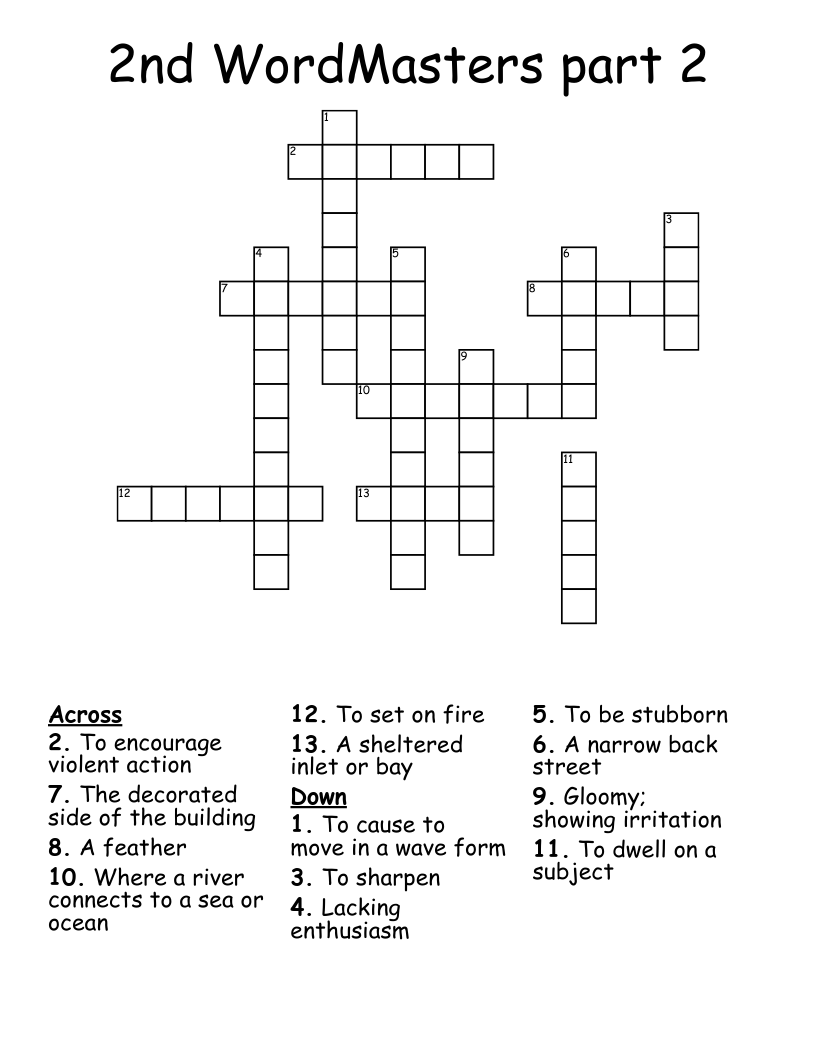 2nd WordMasters part 2  Crossword