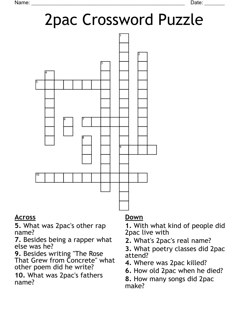 2pac Crossword Puzzle 