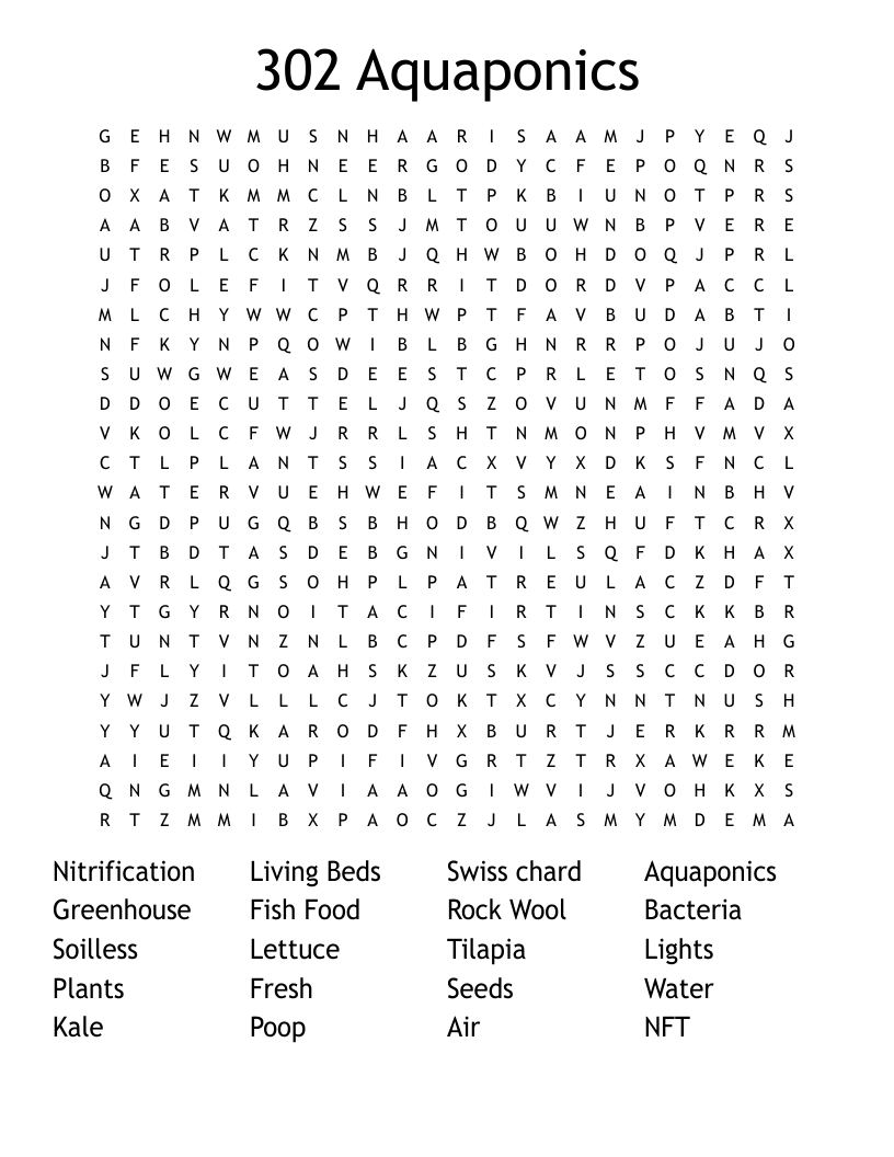 302 Aquaponics Word Search