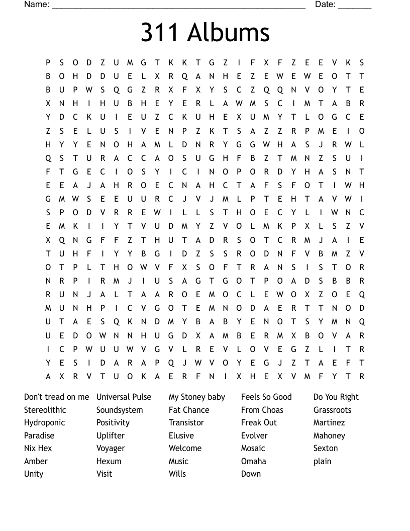 311 Albums Word Search