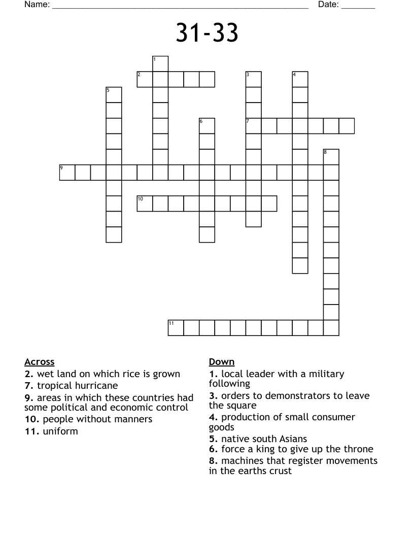 31-33 Crossword