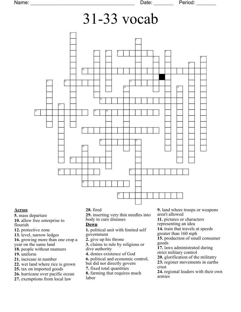 31-33 vocab Crossword