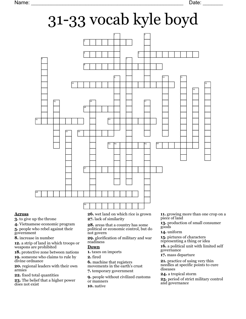 31-33 vocab kyle boyd Crossword