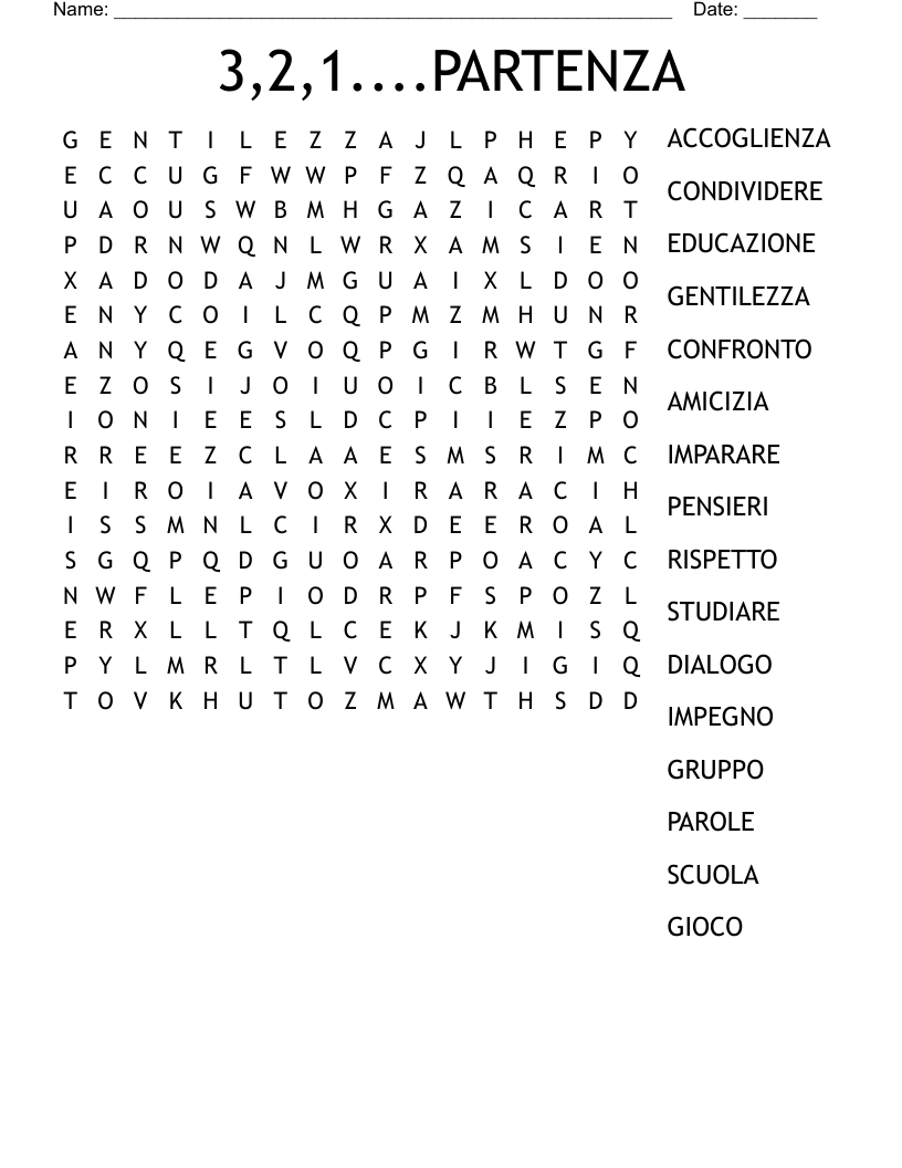3,2,1....PARTENZA Word Search