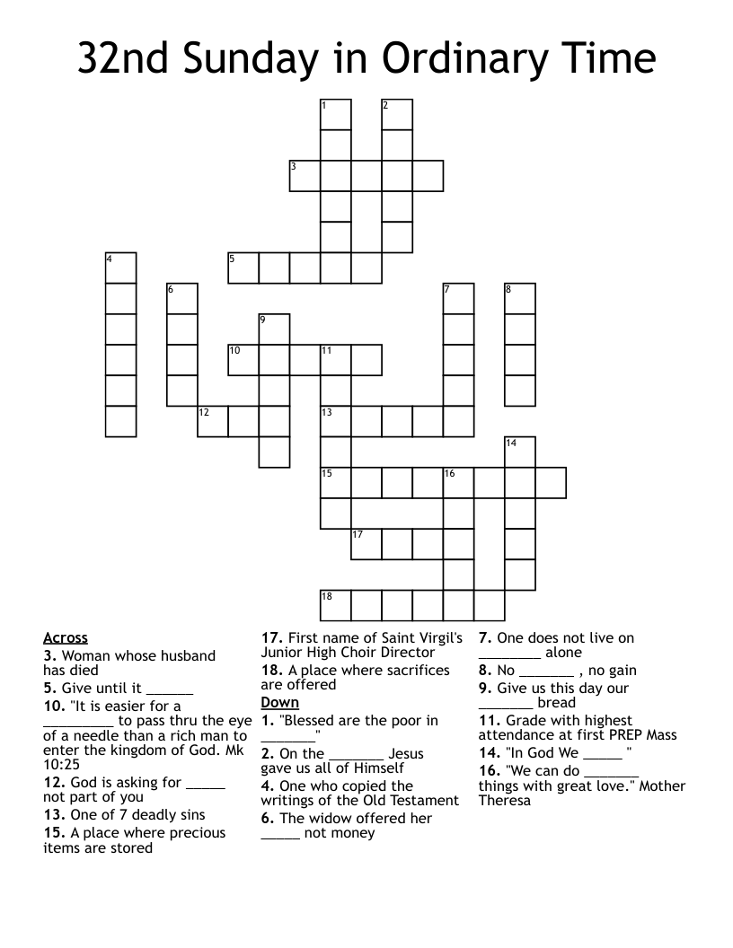 32nd Sunday in Ordinary Time Crossword