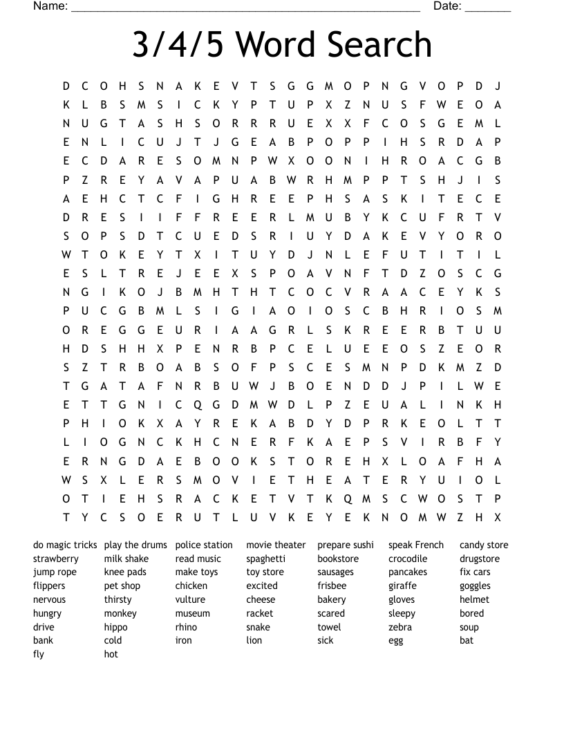 3/4/5 Word Search
