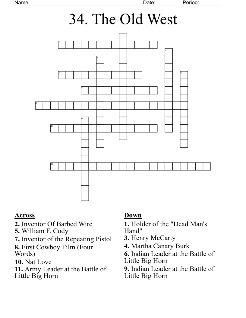 34. The Old West Crossword
