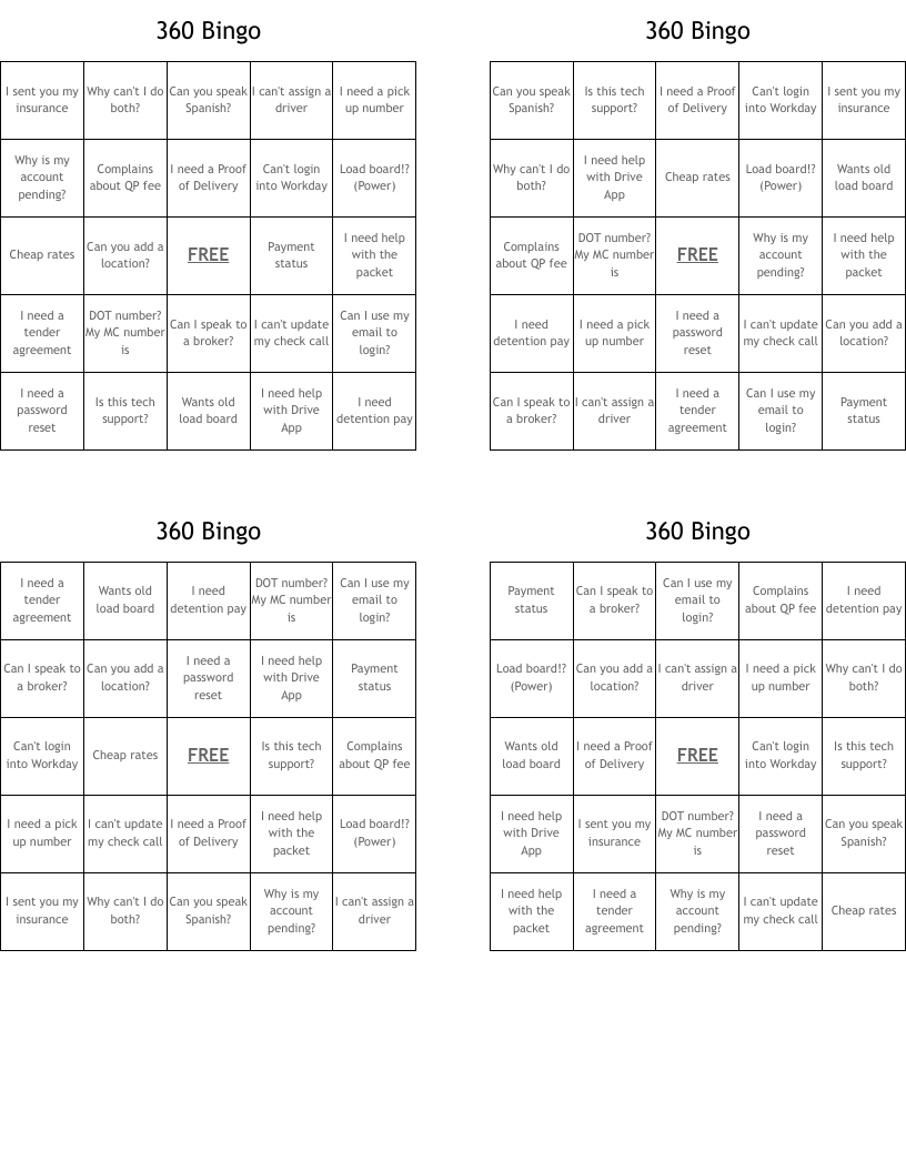 360 Bingo