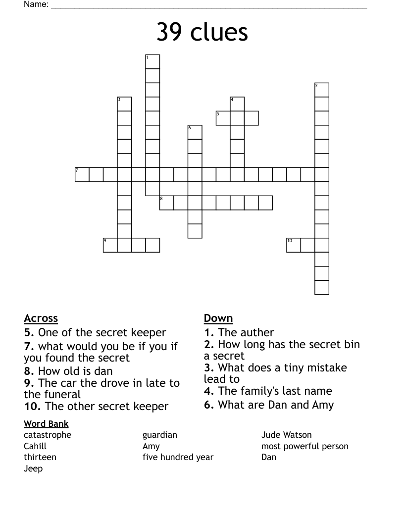 39 clues Crossword