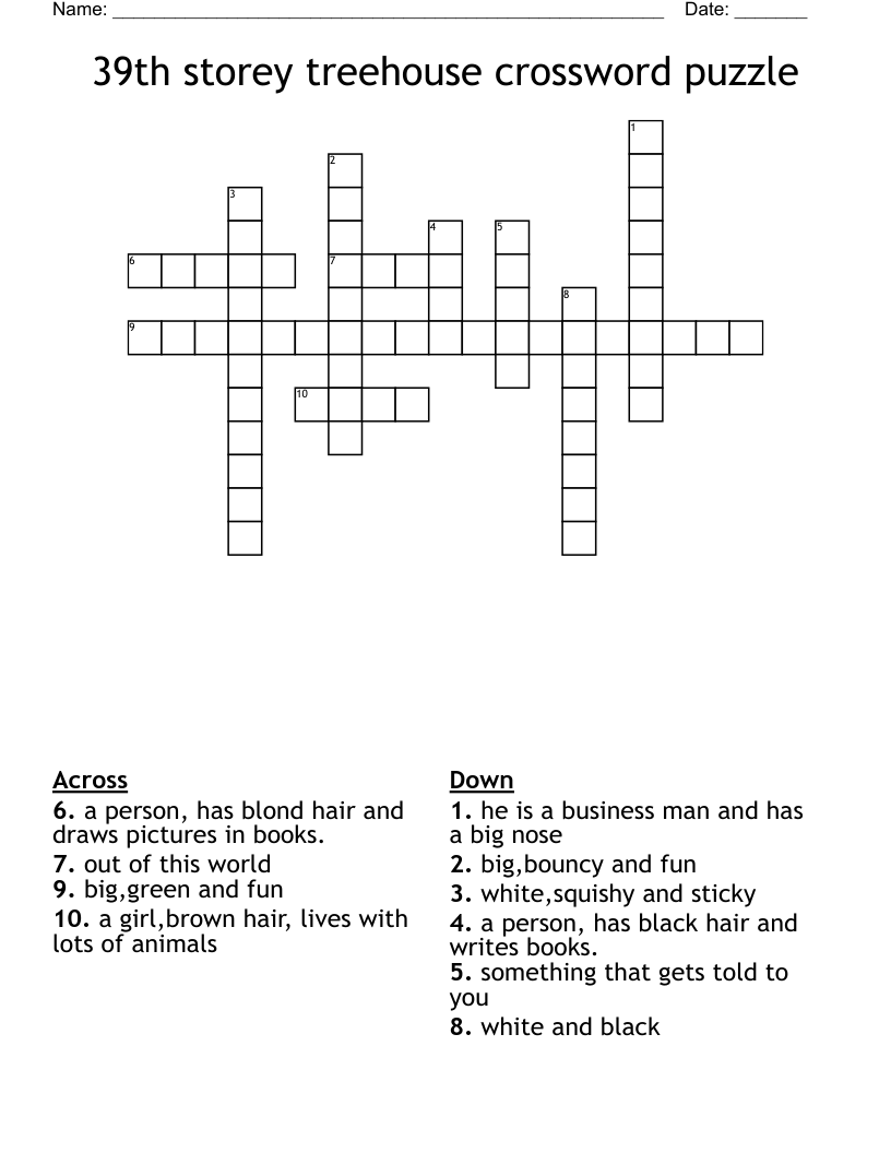 39th storey treehouse crossword puzzle