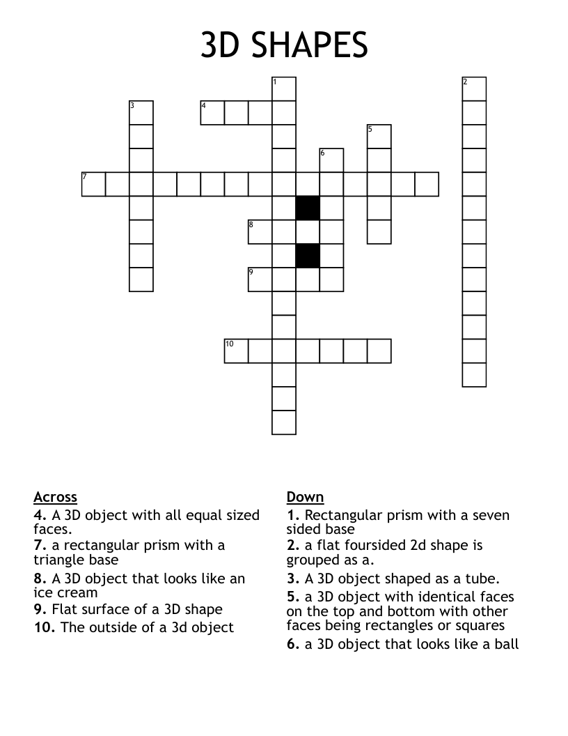3D SHAPES Crossword
