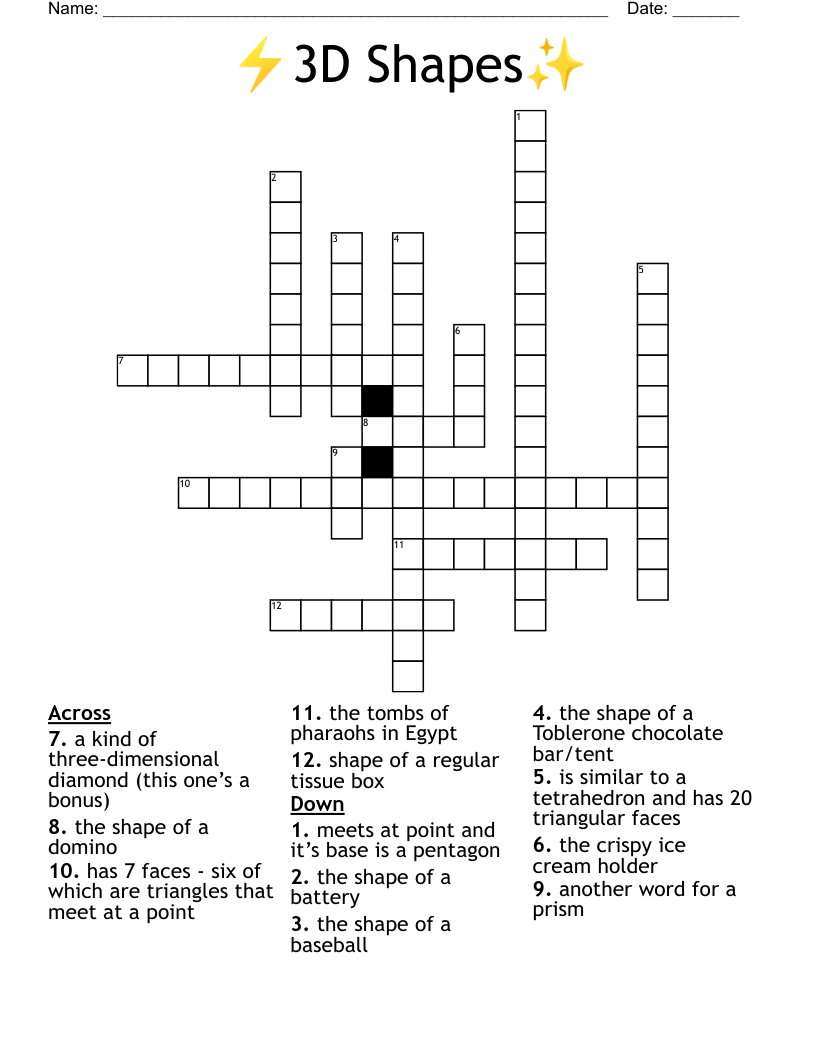 ⚡️3D Shapes✨ Crossword