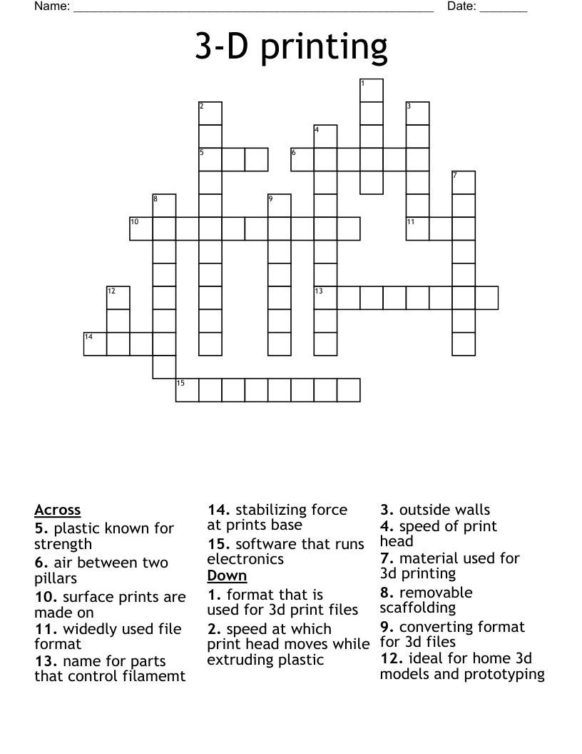 3-D printing Crossword