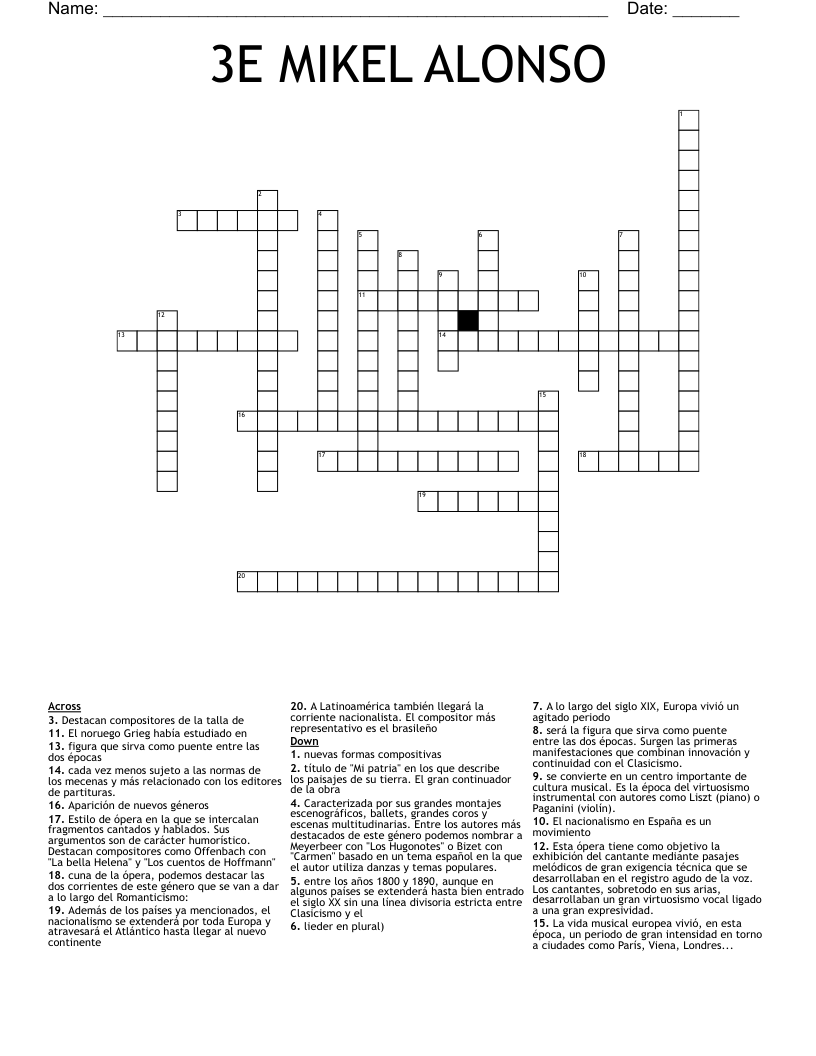 3E MIKEL ALONSO Crossword