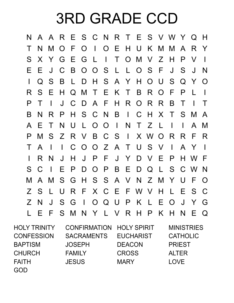 3RD GRADE CCD Word Search