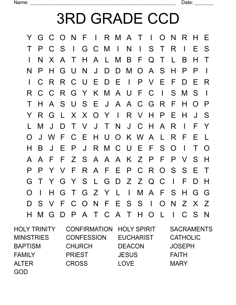 3RD GRADE CCD Word Search