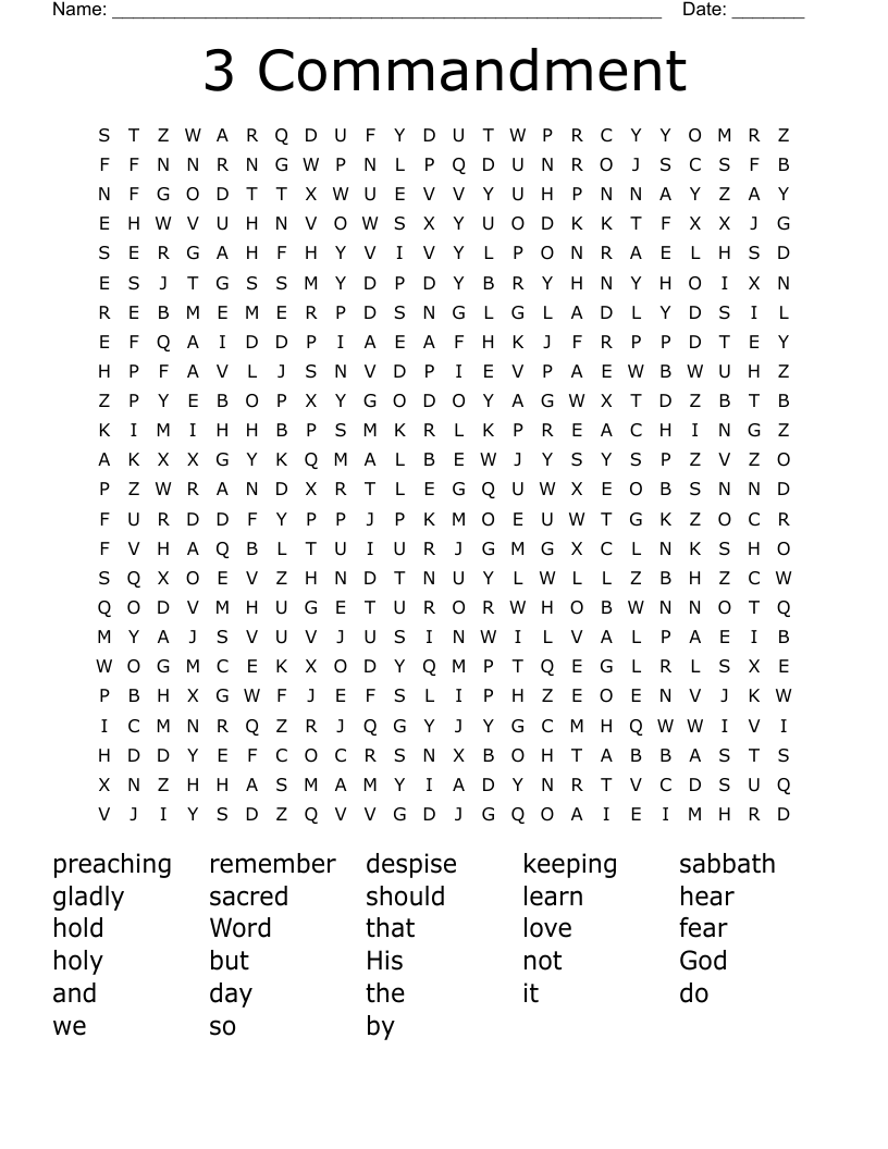 3 Commandment Word Search
