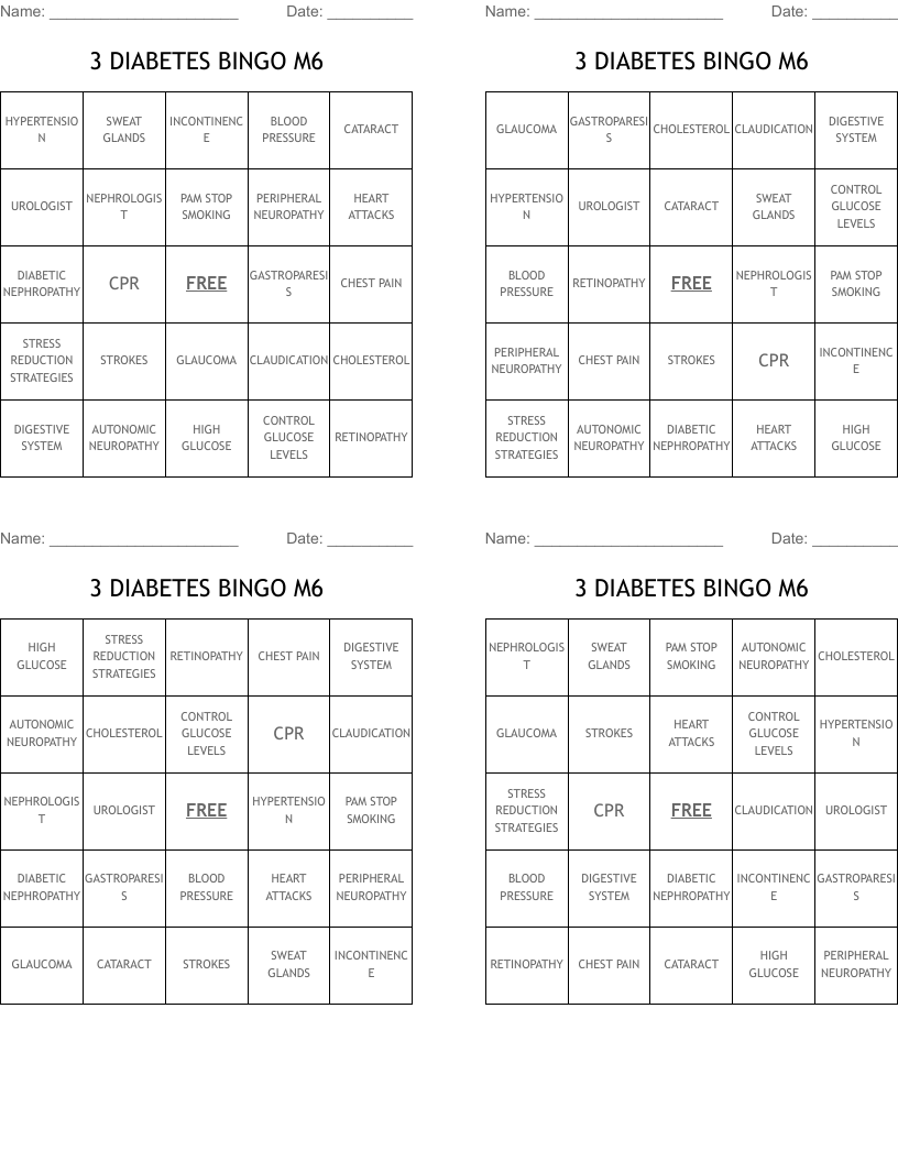 3 DIABETES BINGO M6