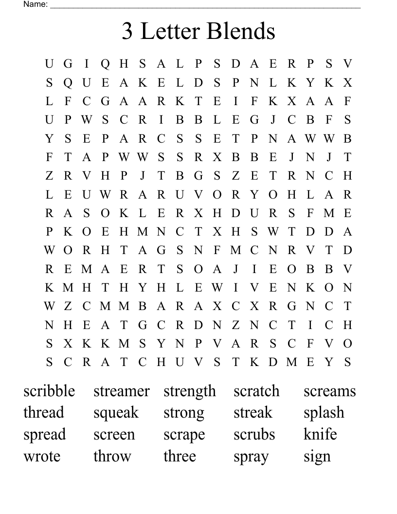3 Letter Blends Word Search