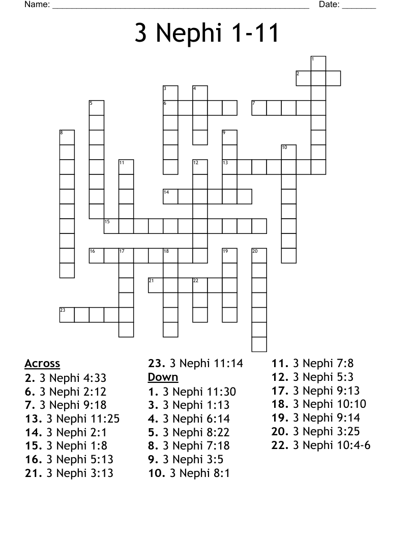3 Nephi 1-11 Crossword