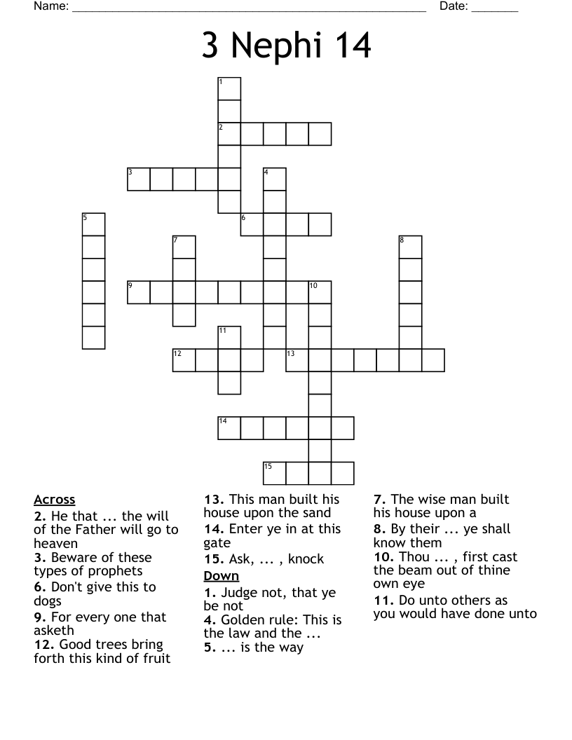 3 Nephi 14 Crossword