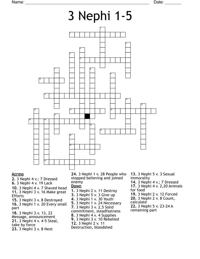 3 Nephi 1-5 Crossword