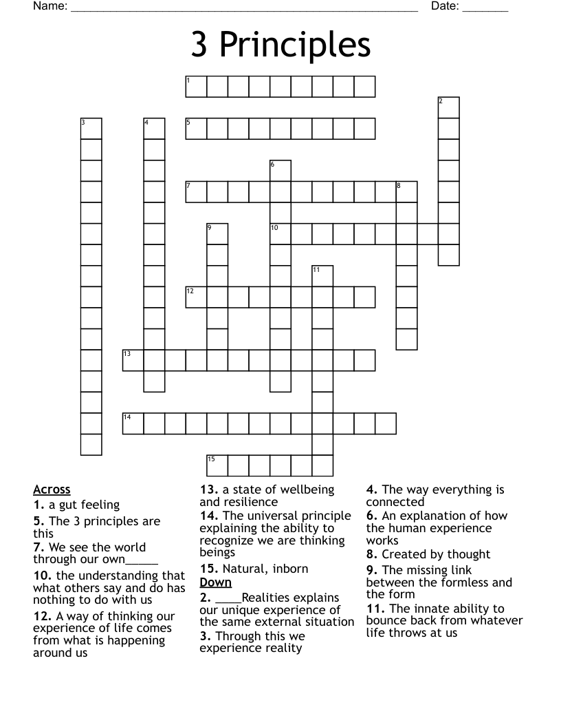3 Principles Crossword