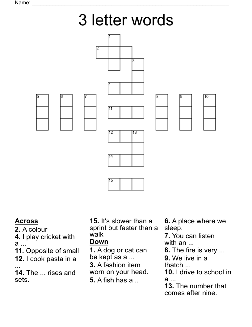 3 letter words Crossword