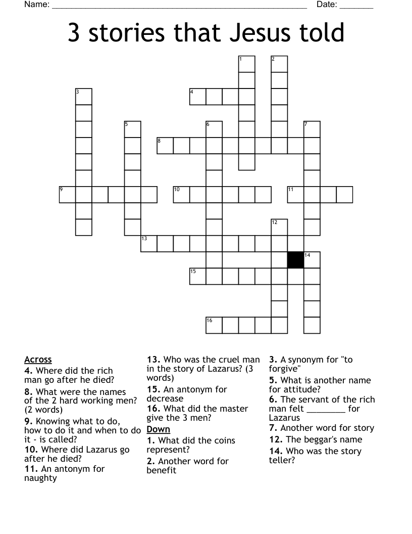 3 stories that Jesus told Crossword
