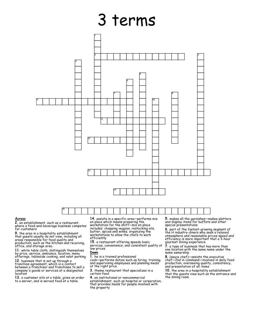3 terms  Crossword