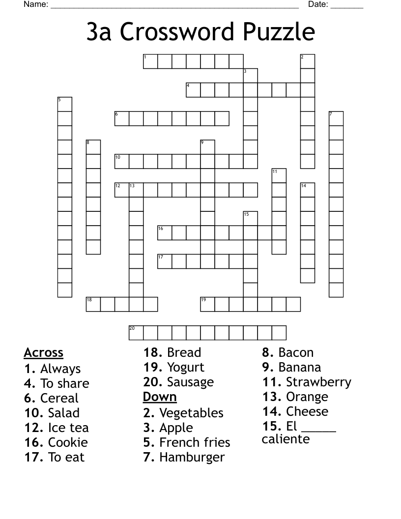 3a Crossword Puzzle