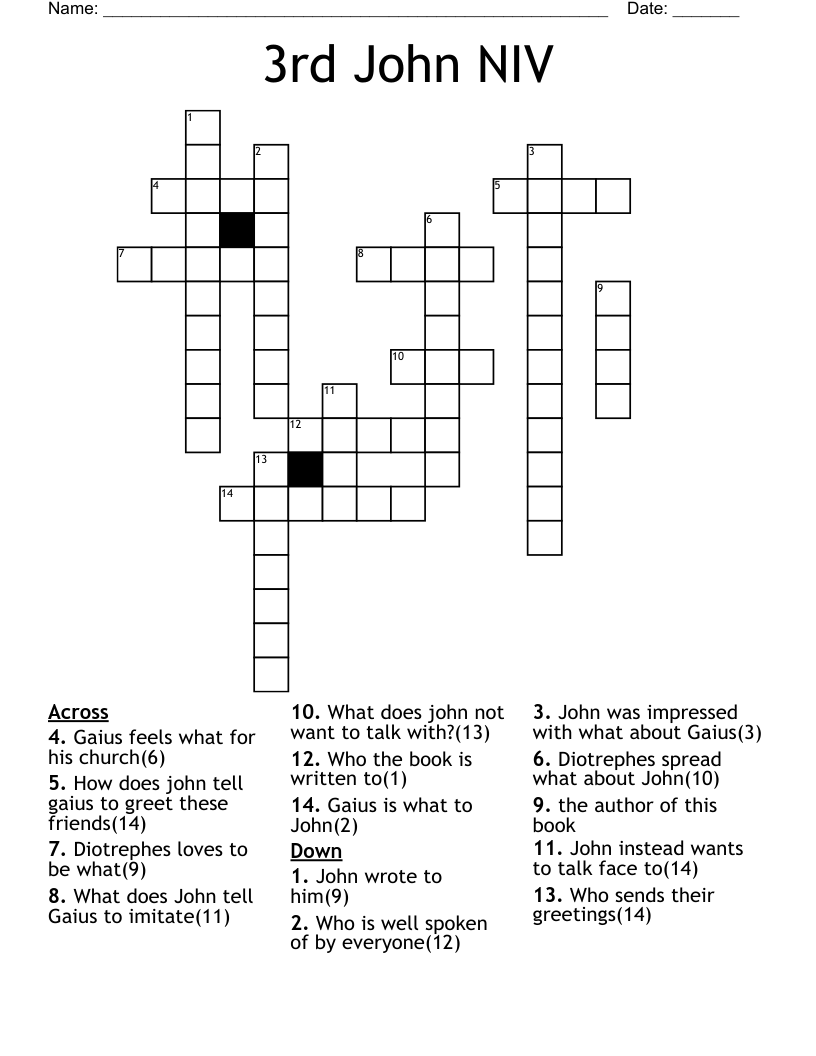 3rd John NIV Crossword