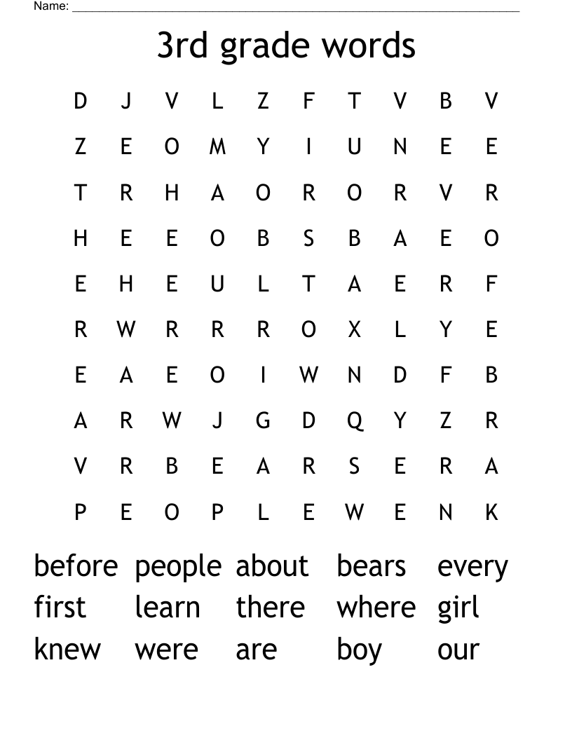 3rd grade words Word Search