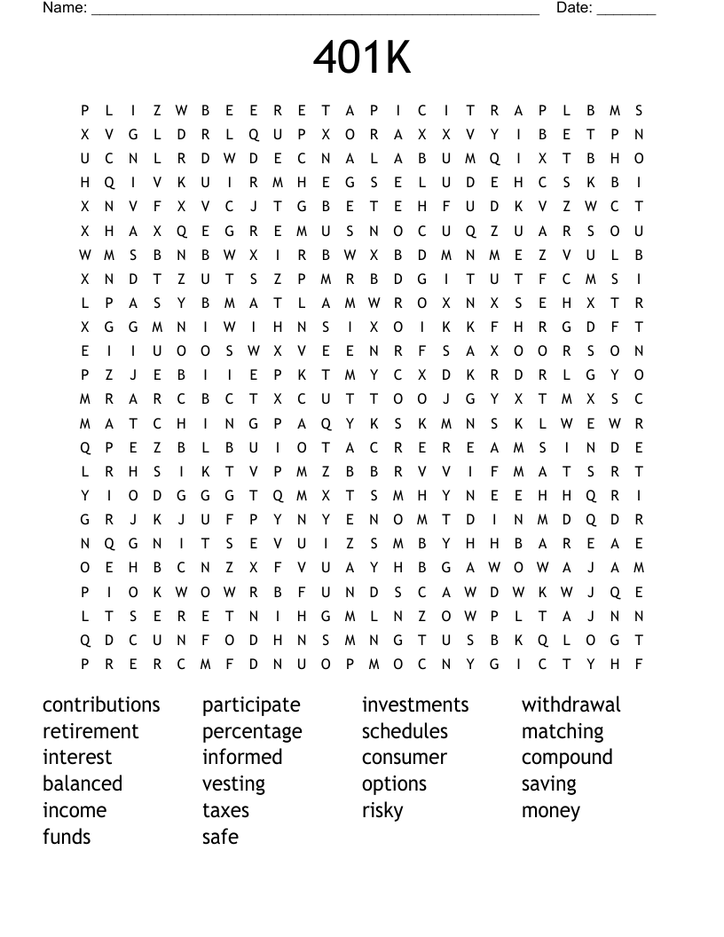 401K Word Search