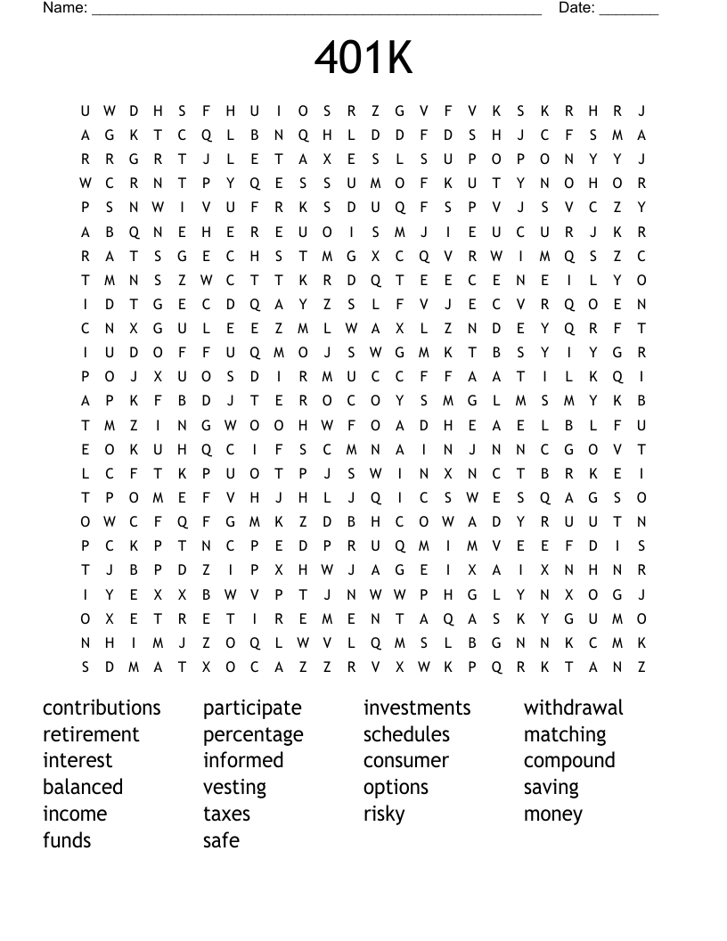 401K Word Search