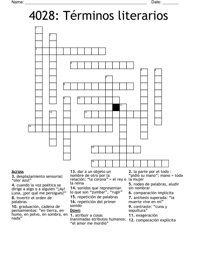 4028: Términos literarios Crossword