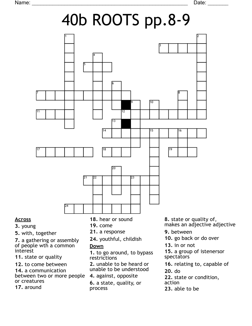 40b ROOTS pp.8-9 Crossword