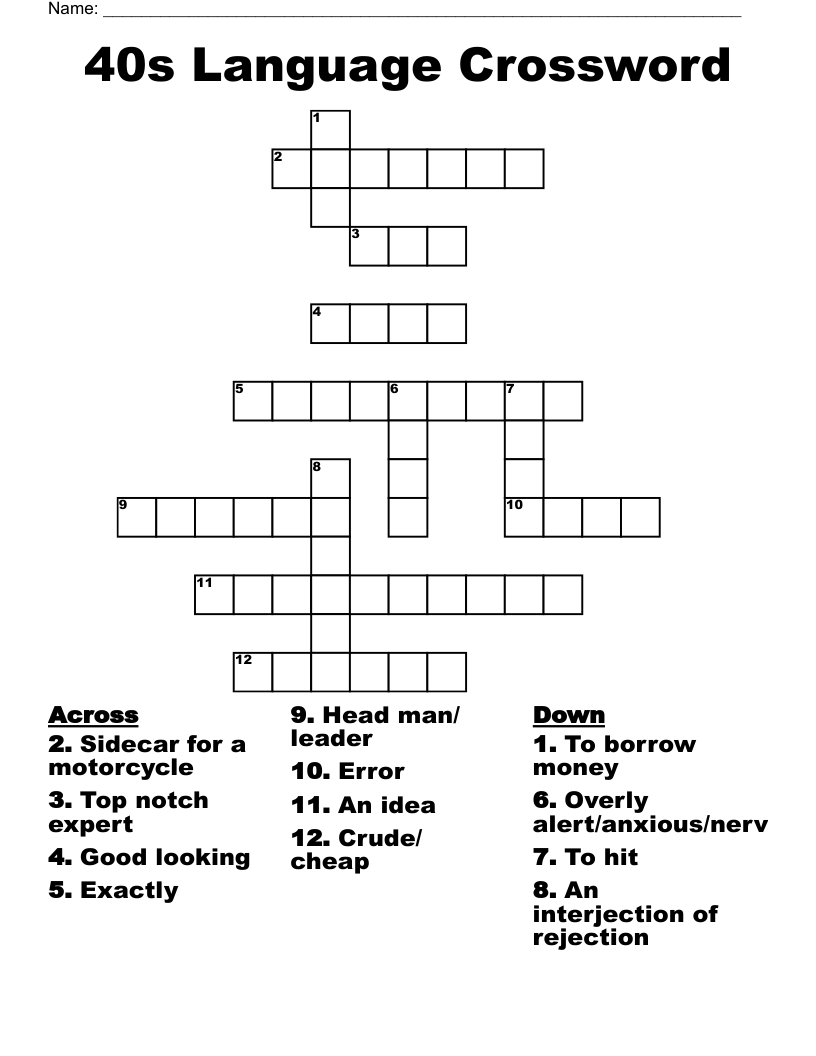 40s Language Crossword