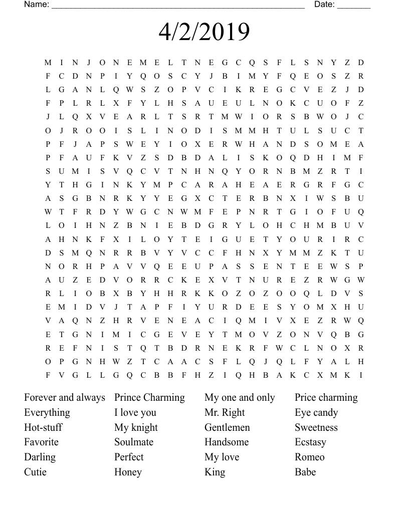 4/2/2019  Word Search