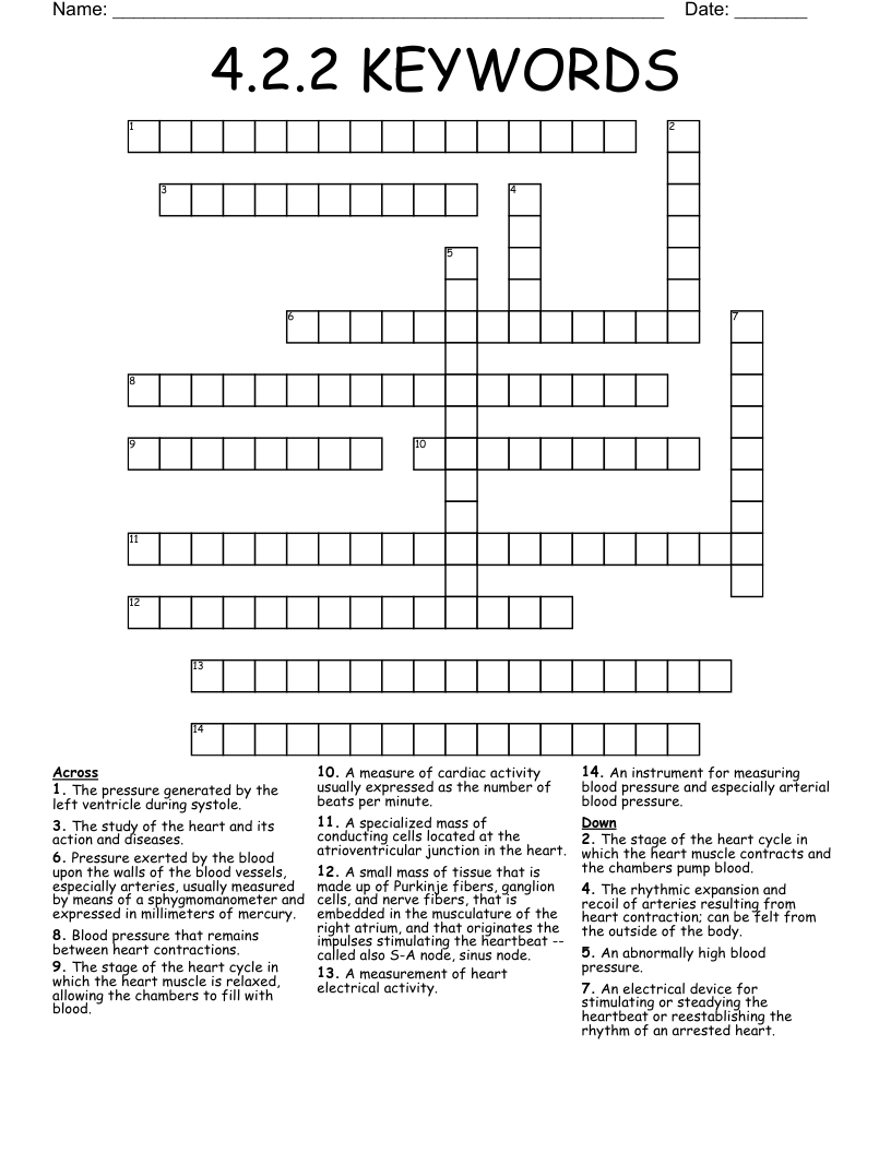 4.2.2 KEYWORDS Crossword
