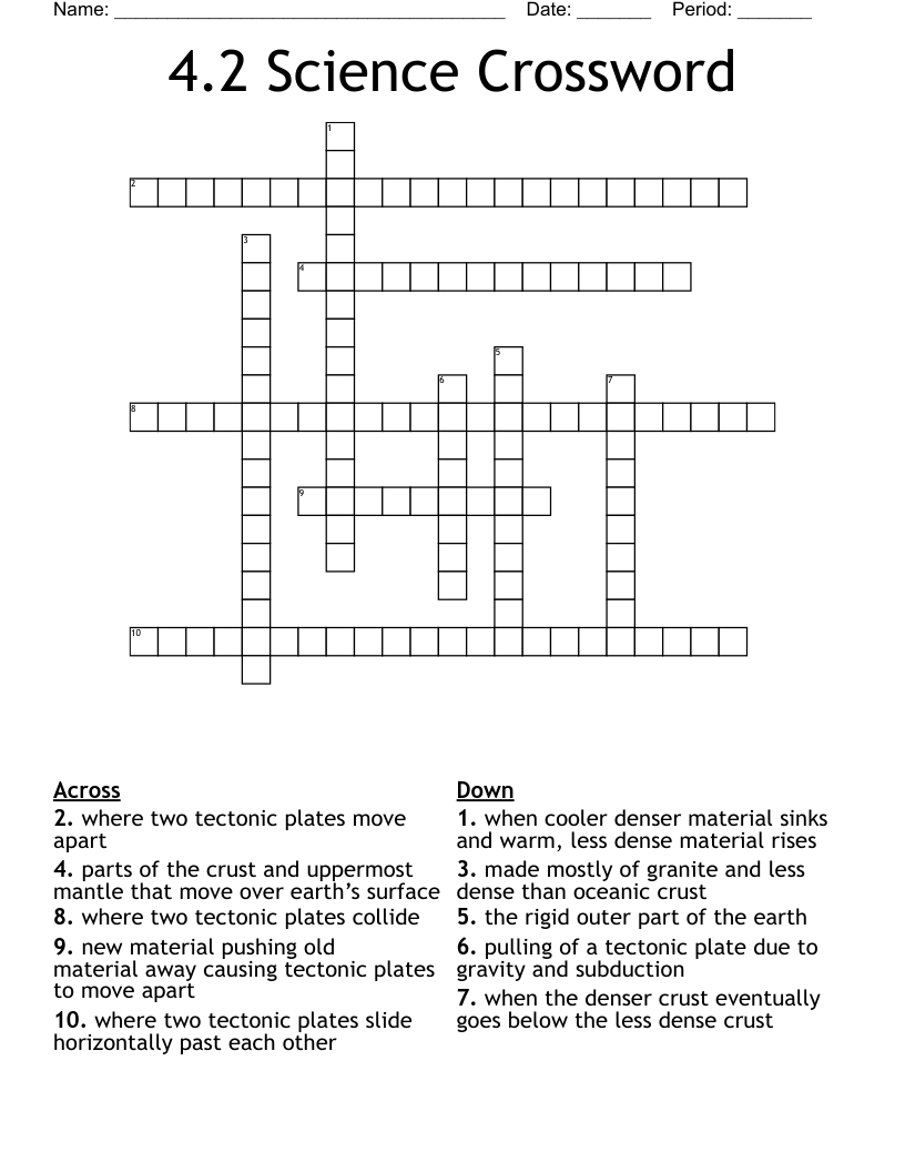 4.2 Science Crossword