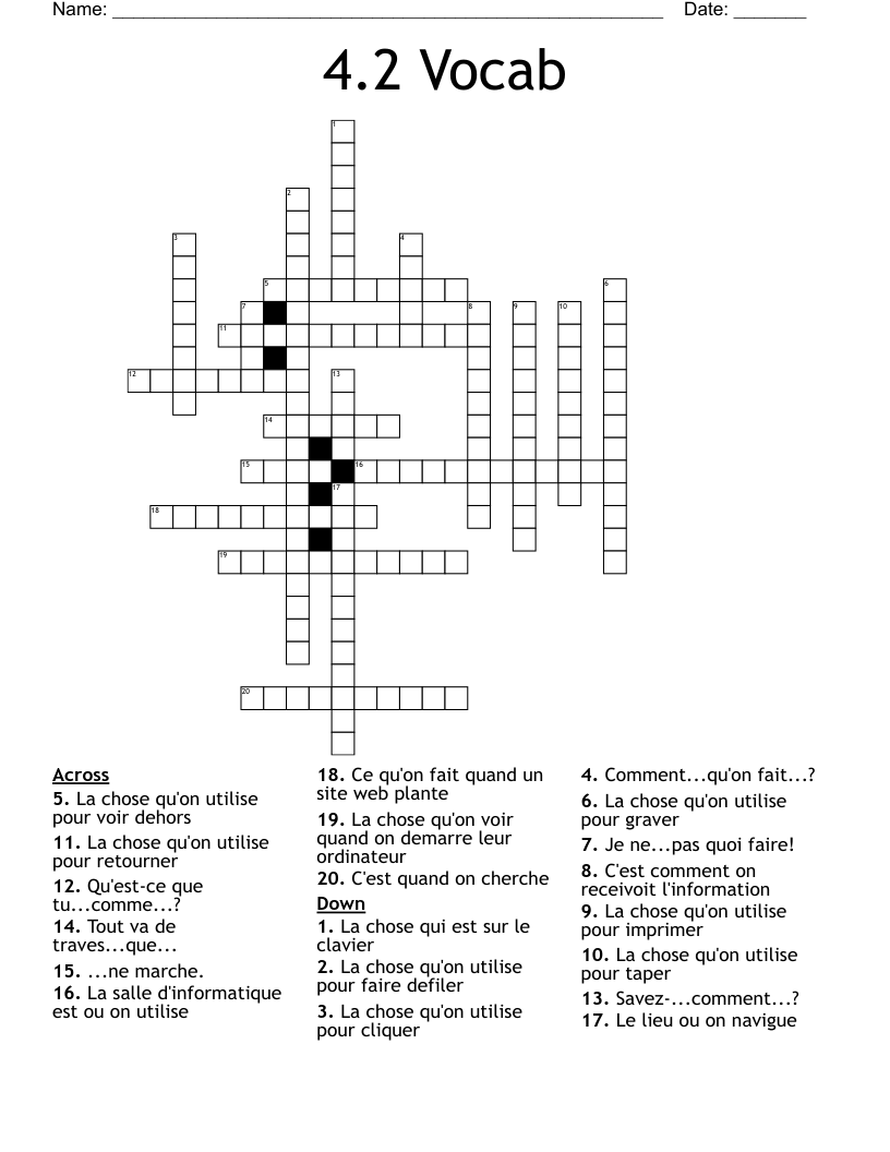4.2 Vocab Crossword