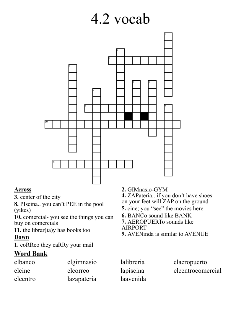 4.2 vocab  Crossword