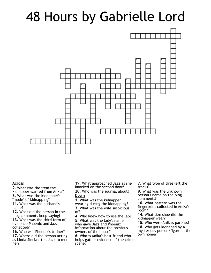 48 Hours by Gabrielle Lord Crossword