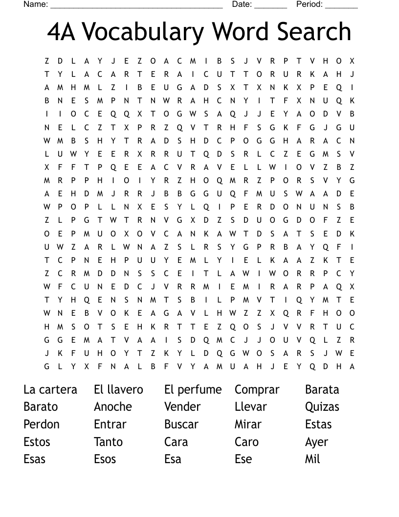 4A Vocabulary Word Search 